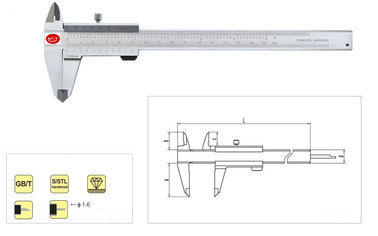 0 mm - 200 mm Metrik ve İnç Ölçekli Dört Yollu Paslanmaz Çelik Kaliper