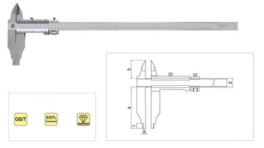 0 mm - 300 mm Açık Blok Paslanmaz Çelik Kadran Vernier Kaliper, Nib Stili ve Standart Çeneli